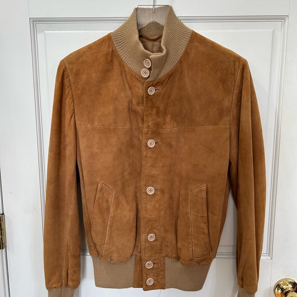 Vintage Men’s Flight/Bomber Jacket Suede 70s 80s Casual Everyday Fall Buttons